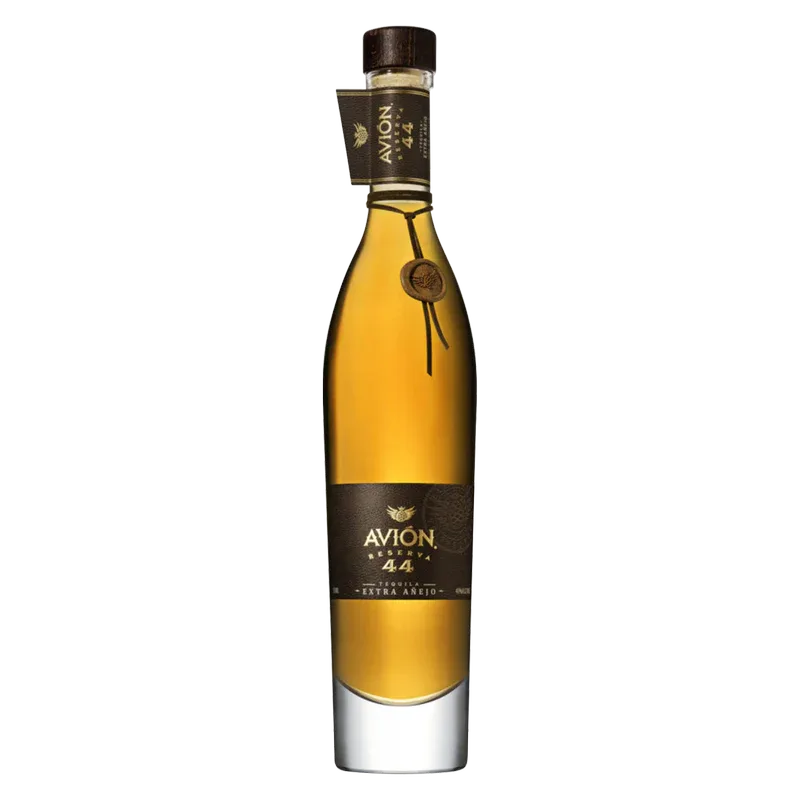 Avion 44 tequila bottle on a white background